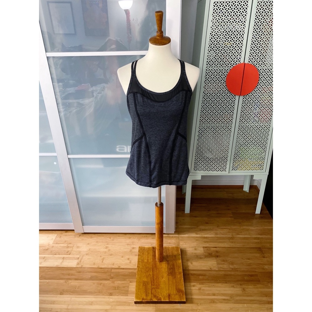 Zella Strappy Mesh Shelf Bra Active Tank in Grey